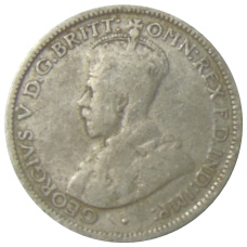 Монета 6 пенсов 1925 года Австралия (реверс)