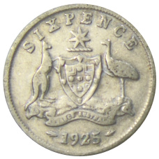 Монета 6 пенсов 1925 года Австралия (аверс)