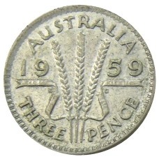 Монета 3 пенса 1959 года Австралия (аверс)