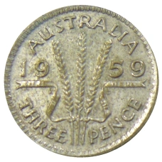 Монета 3 пенса 1959 года Австралия (аверс)