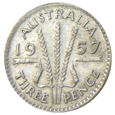 Монета 3 пенса 1957 года Австралия (аверс)