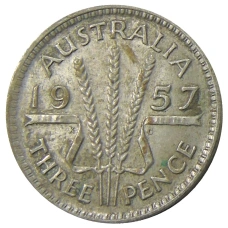 Монета 3 пенса 1957 года Австралия (аверс)