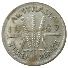 Монета 3 пенса 1957 года Австралия (аверс)