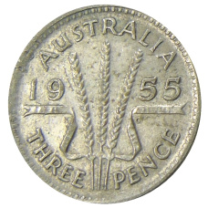 Монета 3 пенса 1955 года Австралия (аверс)