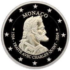 Монета 2 евро 2024 года Монако «500 лет Бургосского договора с Карлом V»  (в коробке) (аверс)