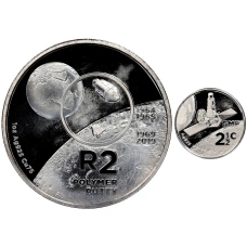 Набор из 2 монет 2019 года ЮАР «Изобретения ЮАР — Полимерная замазка Pratley’s Putty» (в коробке) (аверс)