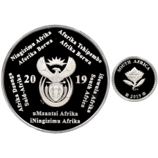 Набор из 2 монет 2019 года ЮАР «Изобретения ЮАР — Полимерная замазка Pratley’s Putty» (в коробке) (реверс)
