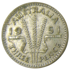 Монета 3 пенса 1951 года Австралия (аверс)