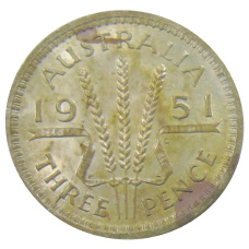 Монета 3 пенса 1951 года Австралия (аверс)
