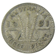 Монета 3 пенса 1951 года Австралия (аверс)