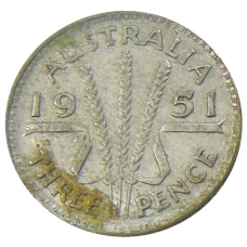 Монета 3 пенса 1951 года Австралия (аверс)