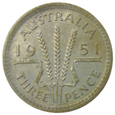 Монета 3 пенса 1951 года Австралия (аверс)
