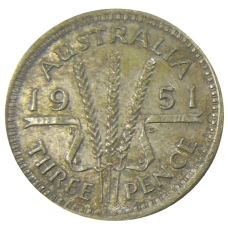 Монета 3 пенса 1951 года Австралия (аверс)