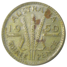 Монета 3 пенса 1950 года Австралия (аверс)