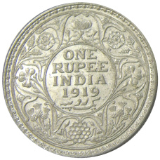 Монета 1 рупия 1919 года Британская Индия (аверс)