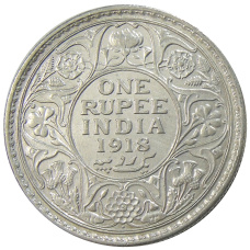 Монета 1 рупия 1918 года Британская Индия (аверс)