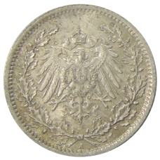 Монета 1/2 марки 1917 года A Германия (реверс)