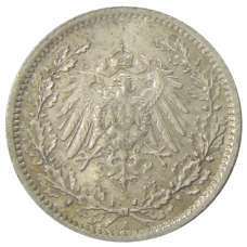 Монета 1/2 марки 1917 года A Германия (реверс)