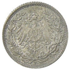 Монета 1/2 марки 1918 года F Германия (реверс)