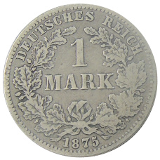 Монета 1 марка 1875 года J Германия (аверс)