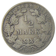 Монета 1/2 марки 1905 года E Германия (аверс)