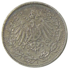 Монета 1/2 марки 1909 года E Германия (реверс)