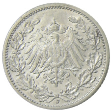 Монета 1/2 марки 1911 года F Германия (реверс)