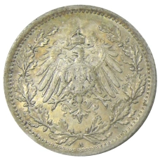 Монета 1/2 марки 1912 года A Германия (реверс)