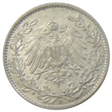 Монета 1/2 марки 1913 года J Германия (реверс)