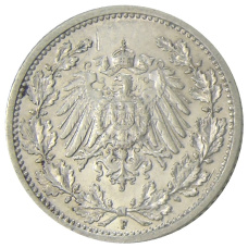Монета 1/2 марки 1913 года F Германия (реверс)