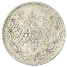 Монета 1/2 марки 1913 года E Германия (реверс)