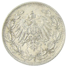 Монета 1/2 марки 1913 года E Германия (реверс)