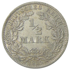 Монета 1/2 марки 1915 года A Германия (аверс)