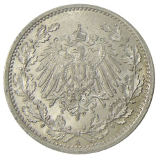 Монета 1/2 марки 1915 года A Германия (реверс)