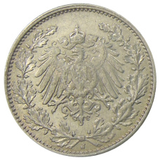 Монета 1/2 марки 1915 года J Германия (реверс)