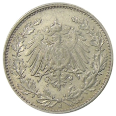 Монета 1/2 марки 1915 года J Германия (реверс)
