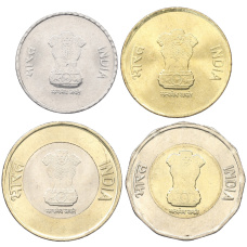 Набор из 4 монет 2019-2021 года Индия (реверс)