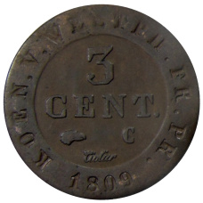 Монета 3 сантима 1809 года Вестфалия (аверс)