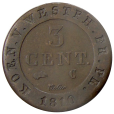 Монета 3 сантима 1810 года Вестфалия (аверс)
