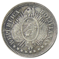 Монета 10 сентаво 1893 года Боливия (реверс)