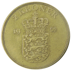 Монета 2 кроны 1952 года Дания (аверс)