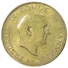 Монета 1 крона 1957 года Дания (реверс)