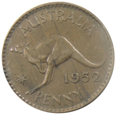 Монета 1 пенни 1952 года Австралия (аверс)