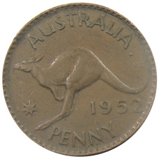 Монета 1 пенни 1952 года Австралия (аверс)