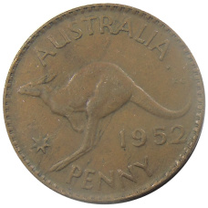 Монета 1 пенни 1952 года Австралия (аверс)