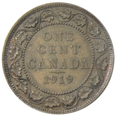 Монета 1 цент 1919 года Канада (аверс)