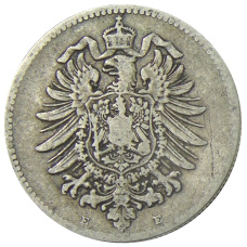 Монета 1 марка 1875 года E Германия (реверс)
