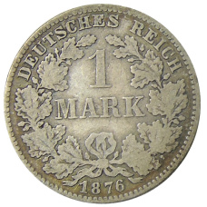 Монета 1 марка 1876 года H Германия (аверс)