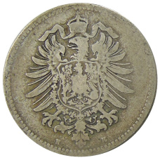 Монета 1 марка 1876 года H Германия (реверс)