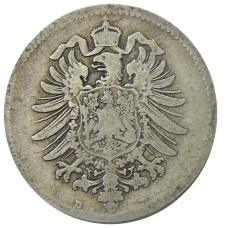 Монета 1 марка 1881 года D Германия (реверс)